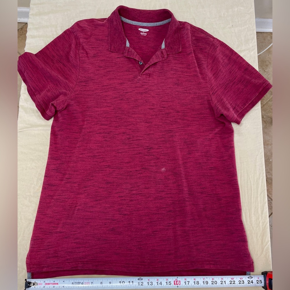 Old Navy Burgundy Men's XL Short Sleeve Polo Shirt, Built-In Flex